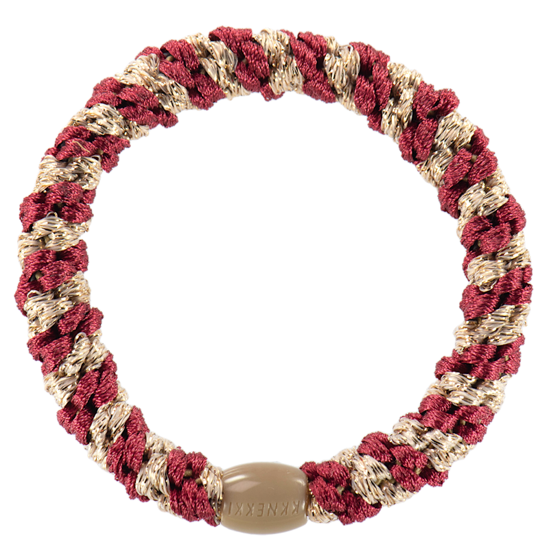 KKNEKKI - Elastico per capelli-braccialetto - Light Bordeaux-Beige glitter stripe