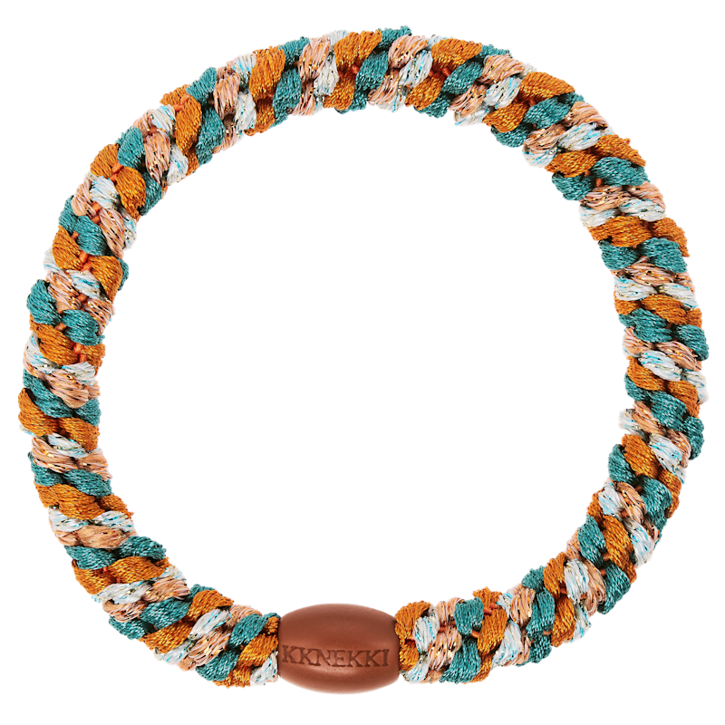Elastici per capelli e braccialetto KKNEKKI mix terracotta e verde acqua