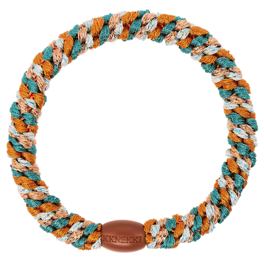 Elastici per capelli e braccialetto KKNEKKI mix terracotta e verde acqua