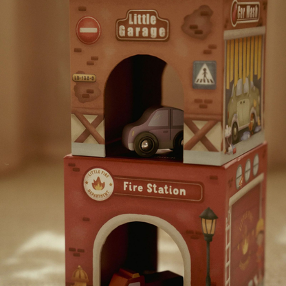 Little Dutch - Torre di cubi impilabili e 6 auto - Essentials