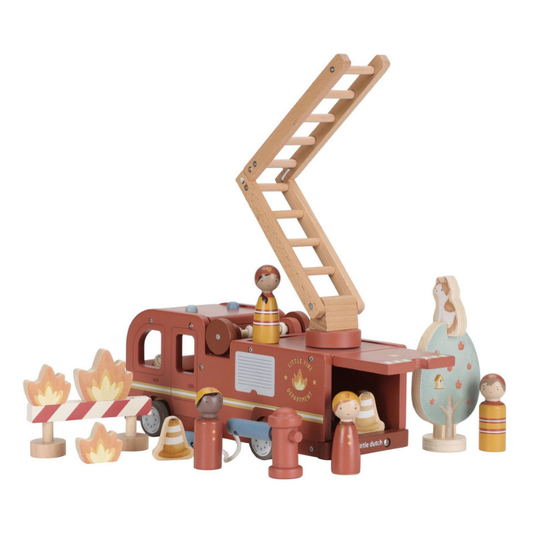 Little Dutch - Camion dei Pompieri e Vigili del Fuoco Grande con personaggi - Essentials
