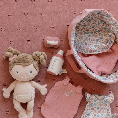 Little Dutch - Set babycare con bambola morbida culla e accessori - Rosa GRS