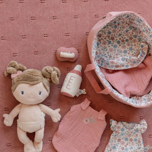 Little Dutch - Set babycare con bambola morbida culla e accessori - Rosa GRS