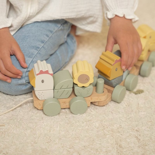 Little Dutch - Trenino puzzle impilabile Gallina e pulcini - Little Farm