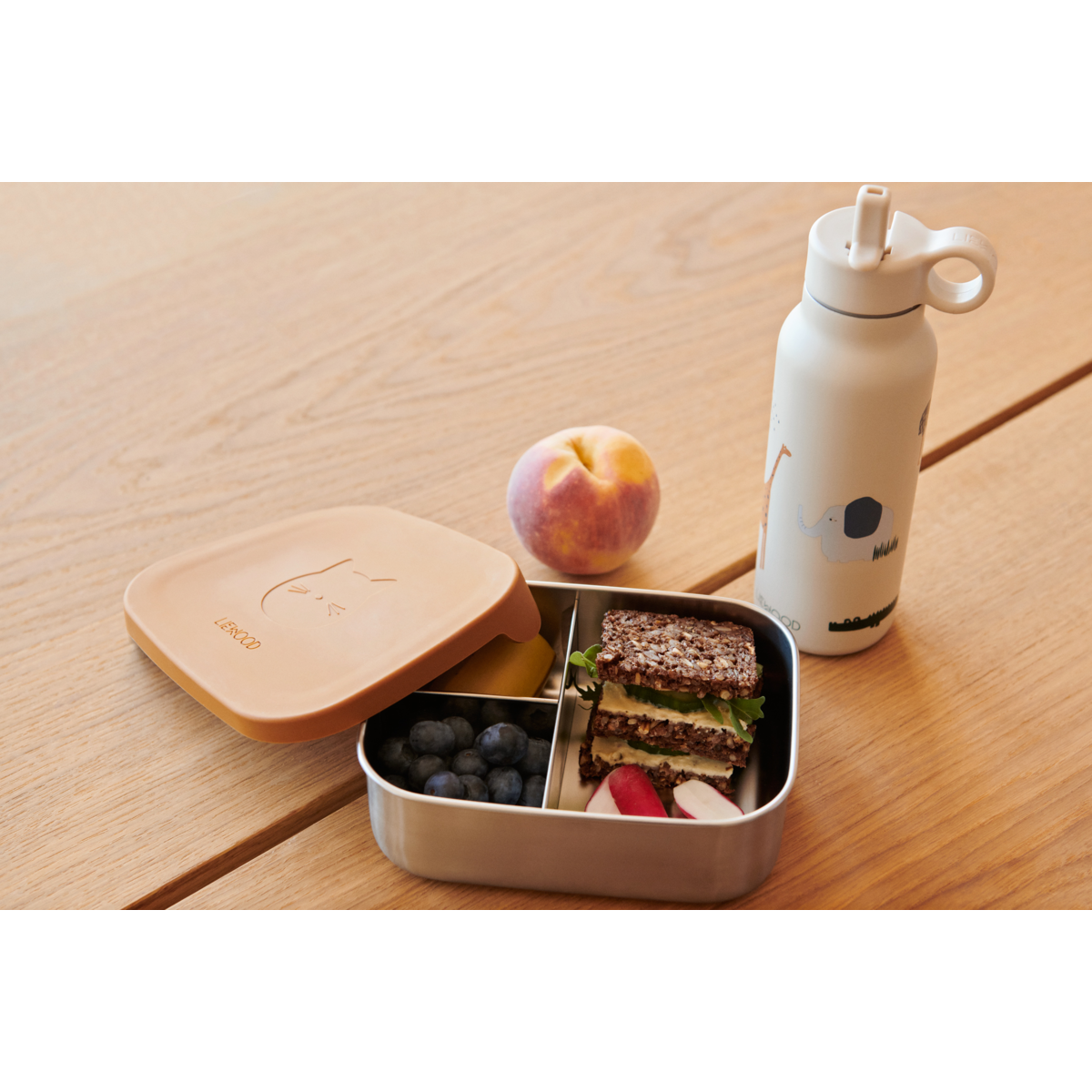 Liewood Arthur Lunchbox Orso Rosa | Contenitore Pappa Merenda Alluminio BPA Free