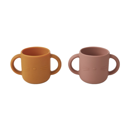 Liewood - Gene - 2-pack Tazza in Silicone - Gatto rosa