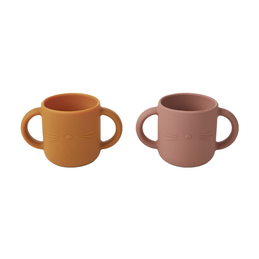 Liewood - Gene - 2-pack Tazza in Silicone - Gatto rosa
