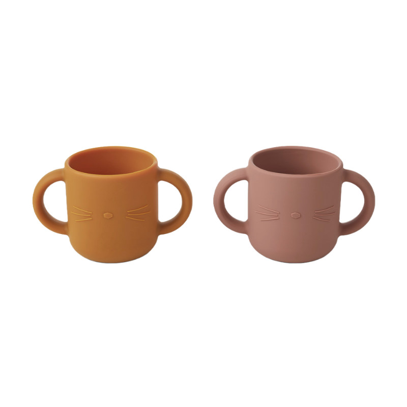 Liewood - Gene - 2-pack Tazza in Silicone - Gatto rosa
