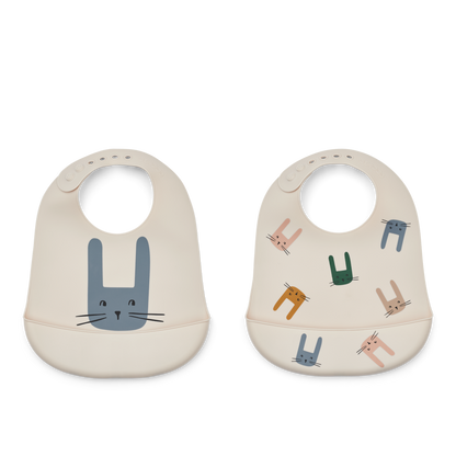 Liewood - Tilda - Set 2 bavagli in silicone con tasca - Coniglietto