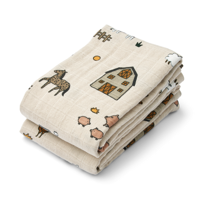Liewood - Lewis - 2-pack Mussola 65x65 cm - 100% Cotone Organico - Fattoria