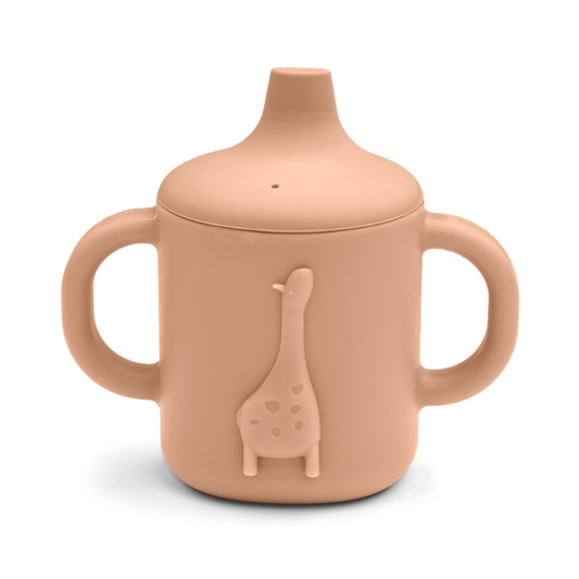 Liewood Amelio Sippy Cup Giraffa Rosa Rilievo | Bicchiere Silicone Beccuccio Bimbi
