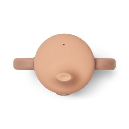 Liewood Amelio Sippy Cup Giraffa Rosa Rilievo | Bicchiere Silicone Beccuccio Bimbi