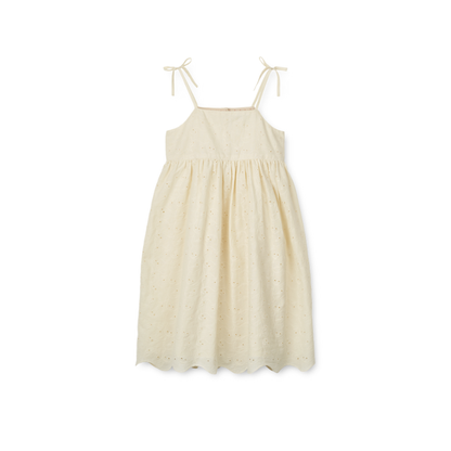 Liewood - Gunhild - Abito in cotone organico con ricamo inglese - Crema