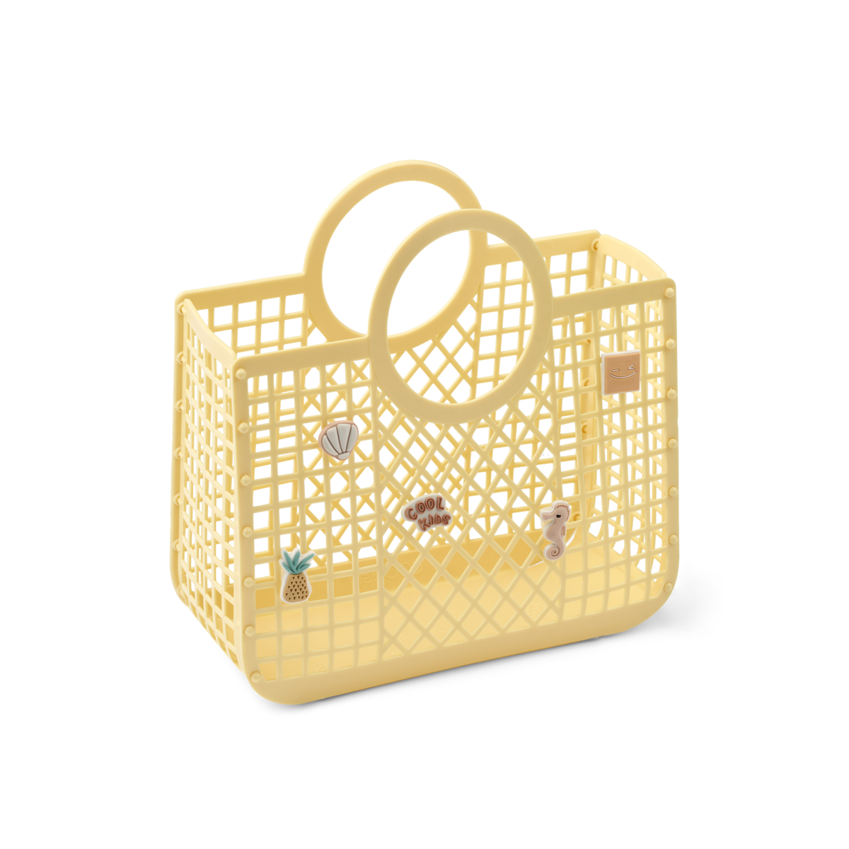 Liewood - Samantha - Borsa traforata da spiaggia a cestino con Charms - Giallo limone