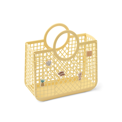 Liewood - Samantha - Borsa traforata da spiaggia a cestino con Charms - Giallo limone