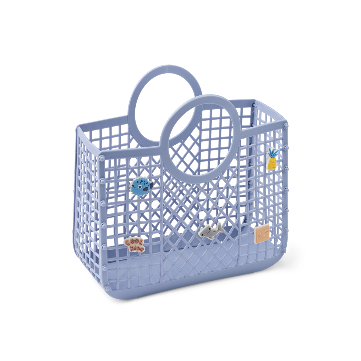 Liewood - Samantha - Borsa traforata da spiaggia a cestino con Charms - Lavanda polvere