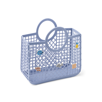 Liewood - Samantha - Borsa traforata da spiaggia a cestino con Charms - Lavanda polvere