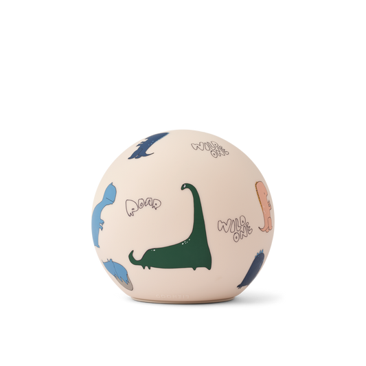 Lampada notturna a sfera Liewood Yuki Dino Roar sabbia