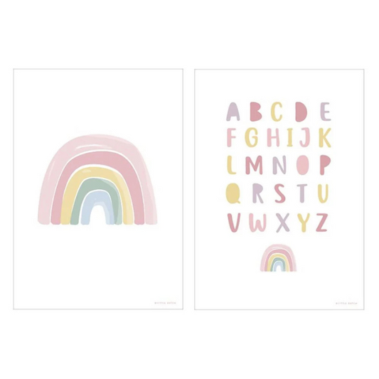 Little Dutch - Poster A3 - Arcobaleno/Lettere Alfabeto rosa