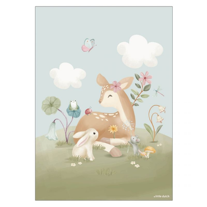 Little Dutch - Poster A3 - Cerbiatto/Fiori - Fairy Garden