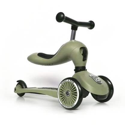 Scoot and Ride - Monopattino e Triciclo - Highwaykick 1 - Trasformabile 2 in 1 - verde Olive