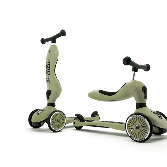 Scoot and Ride - Monopattino e Triciclo - Highwaykick 1 - Trasformabile 2 in 1 - verde Olive