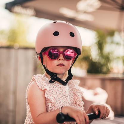 Scoot and Ride - Casco - tg. S-M - luce posteriore e chiusura magnetica - rosa rose