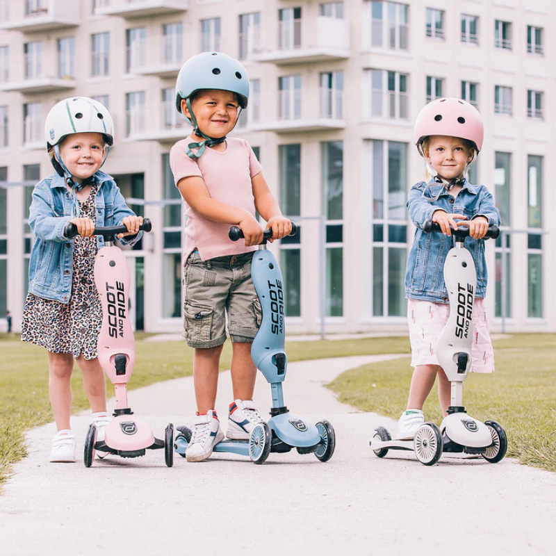 Scoot and Ride - Casco - tg. S-M - luce posteriore e chiusura magnetica - acciaio Steel