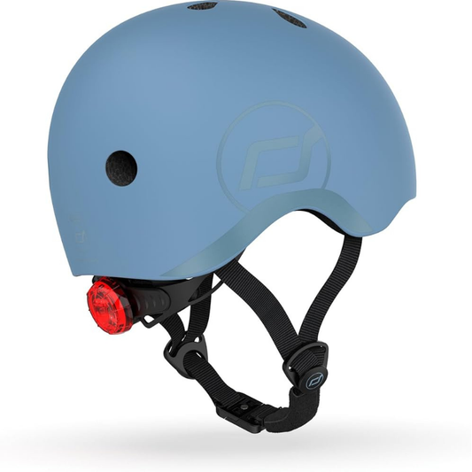 Scoot and Ride - Casco - tg. S-M - luce posteriore e chiusura magnetica - acciaio Steel