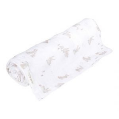 Little Dutch - Panno in Mussola Swaddle 120x120 cm - 100% Cotone Organico - Baby Bunny