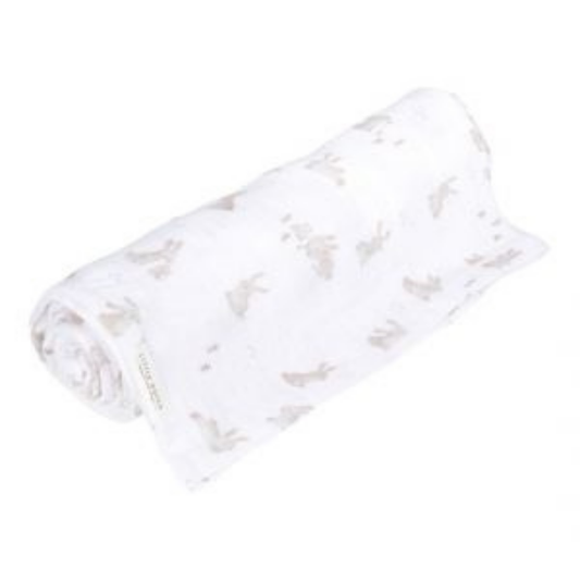 Little Dutch - Panno in Mussola Swaddle 120x120 cm - 100% Cotone Organico - Baby Bunny
