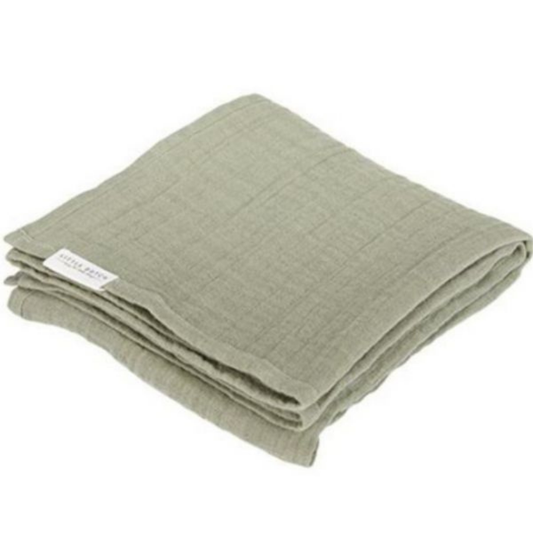Little Dutch - Panno in Mussola Swaddle 120x120 cm - 100% Cotone Organico - Verde