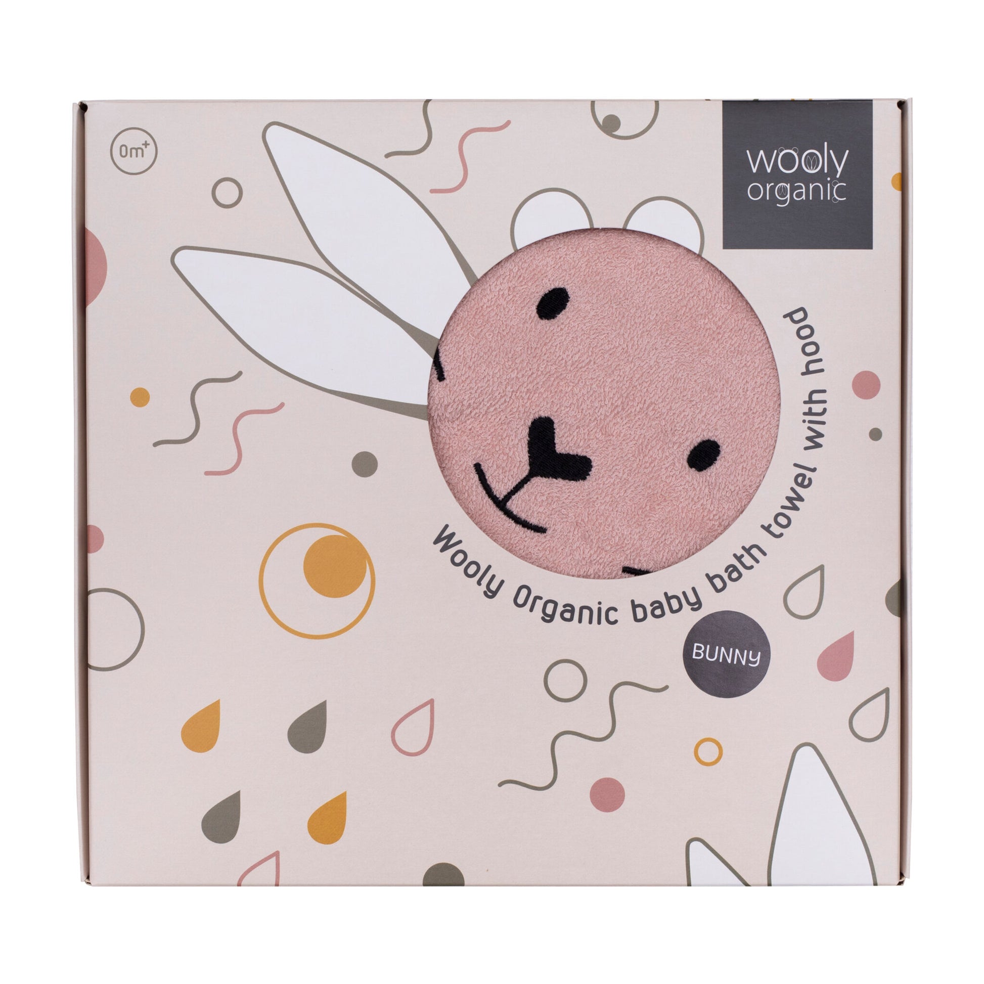 confezione regalo accappatoio neonato 75x75cm coniglietto rosa cotone organico