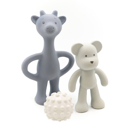 Kit primi giochi in gomma naturale per la dentizione Bamboom Acqua Blu