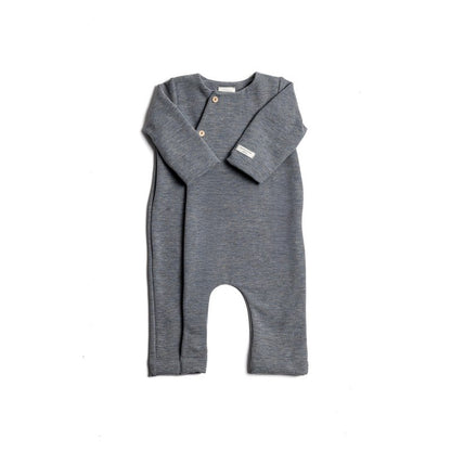 Bamboom tutina neonato con apertura laterale melange blu