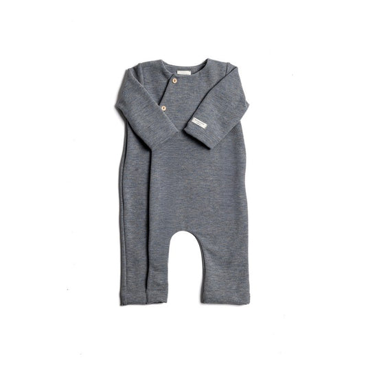 Bamboom tutina neonato con apertura laterale melange blu