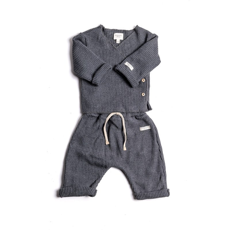 Bamboom twinset neonato con apertura incrociata blu