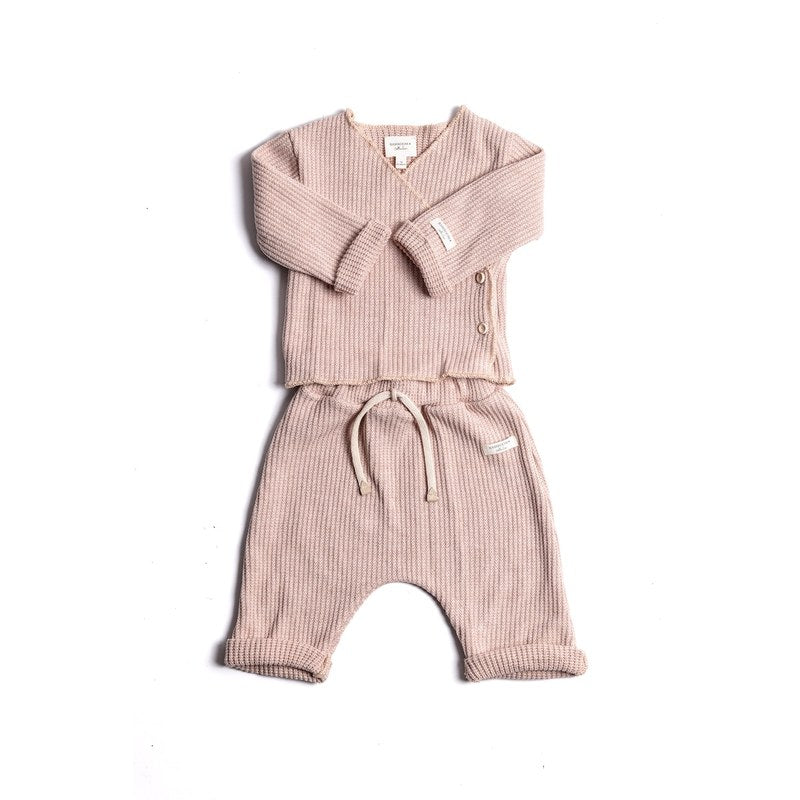 Bamboom twinset neonato con apertura incrociata rosa
