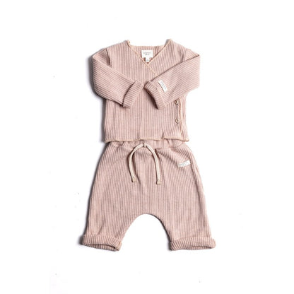 Bamboom twinset neonato con apertura incrociata rosa