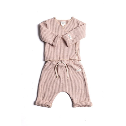 Bamboom twinset neonato con apertura incrociata rosa
