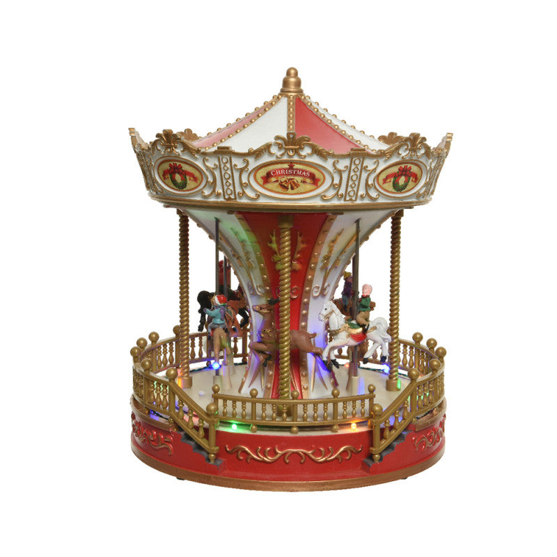 Lumineo - Carillon luminoso con giostra di cavalli e luci multicolor