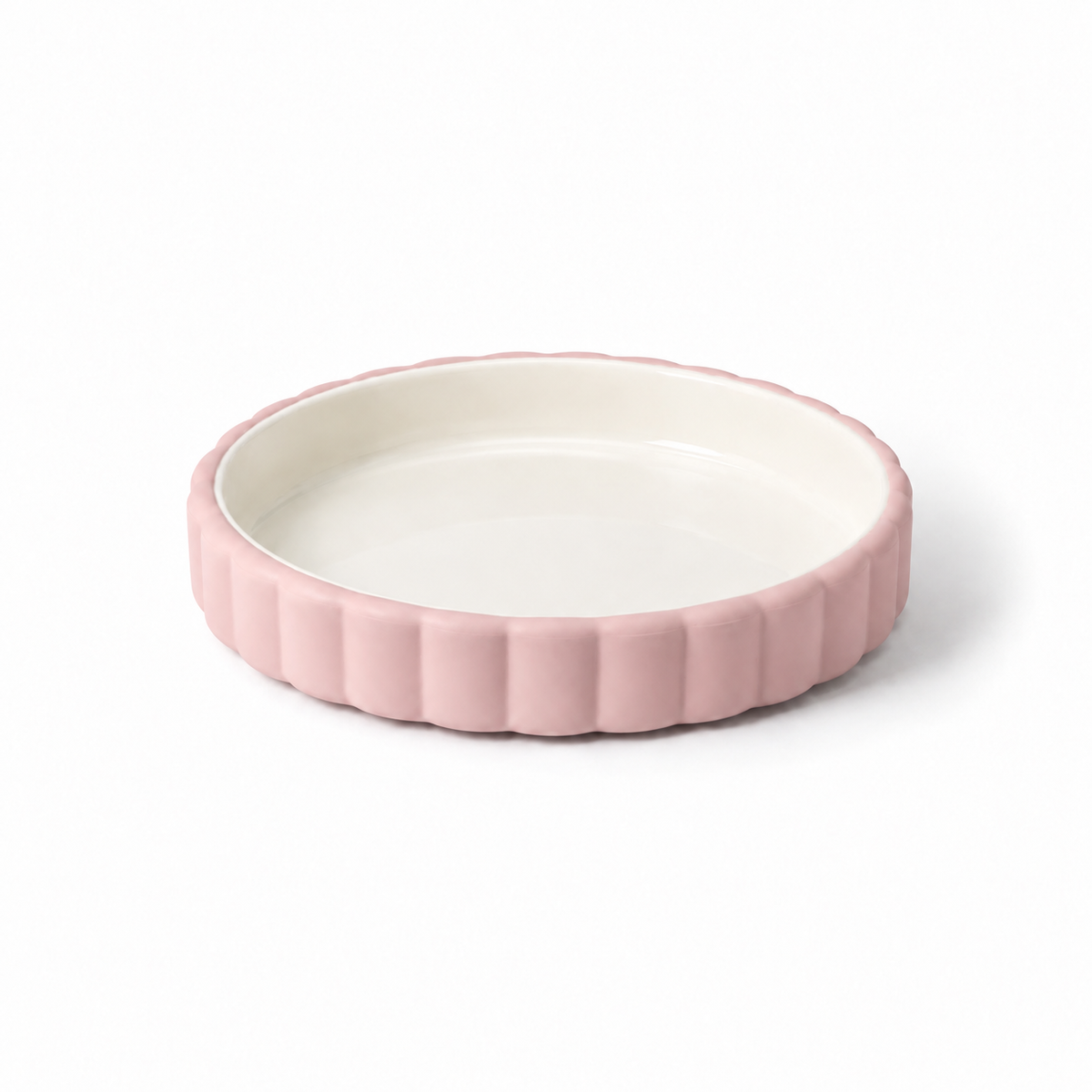 Piatto in ceramica con base in silicone Soina rosa