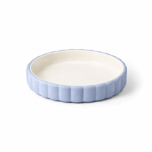Piatto in ceramica con base in silicone Soina blu