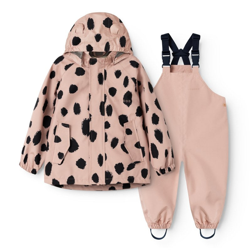 Liewood Manu completo antipioggia giacca e pantaloni bambini leopardato