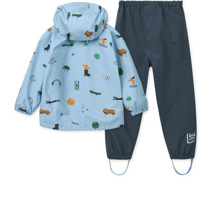Liewood Pedia completo antipioggia giacca e pantaloni bambini azzurro - foto 2