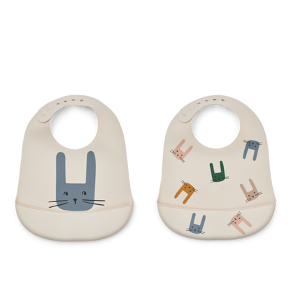 Liewood - Tilda - Set 2 bavagli in silicone con tasca - Coniglietto