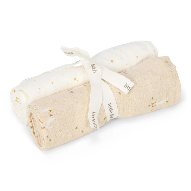 Little Dutch - 2-pack Mussola 70x70 cm - 100% Cotone Organico - Little Goose