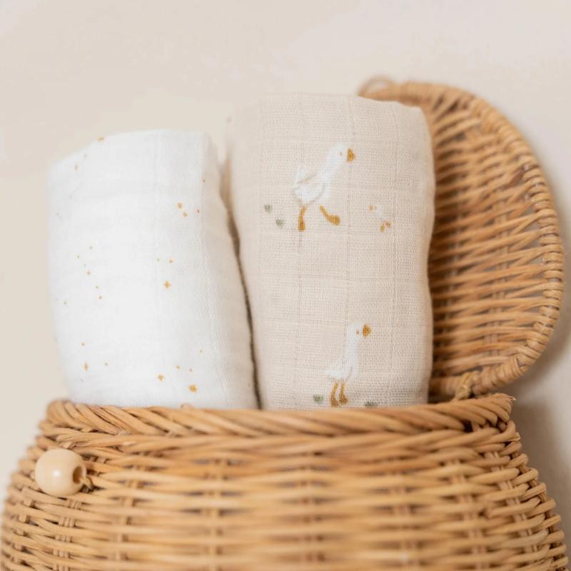 Little Dutch - 2-pack Mussola 70x70 cm - 100% Cotone Organico - Little Goose
