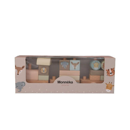 Monnëka Tutete - Trenino con Blocchi in legno - personalizzabile Savana Rosa