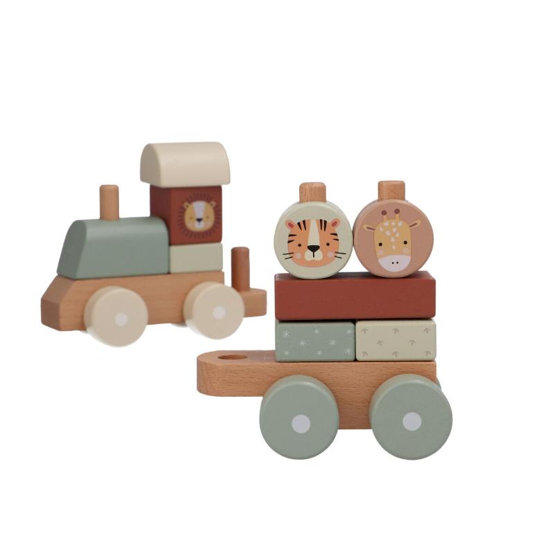 Monnëka Tutete - Trenino con Blocchi in legno - personalizzabile Savana Verde